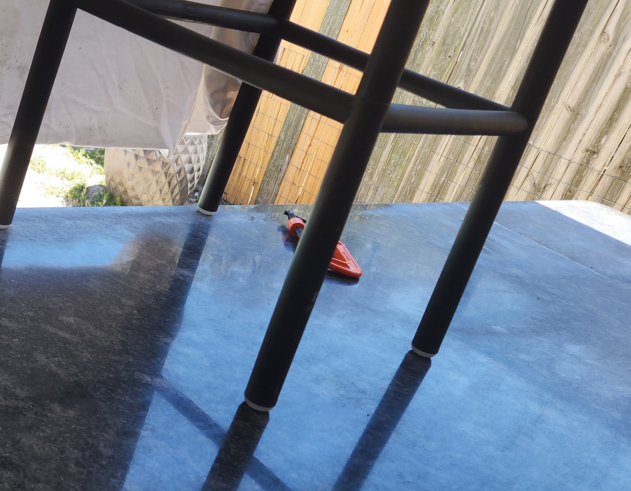 Detail view of faded granite texture before sealant application