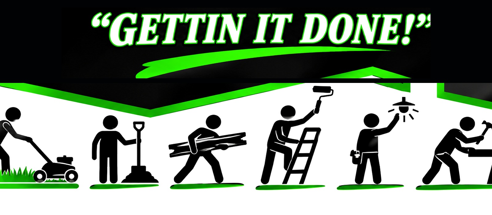 RicksFixInit service-themed graphic in black, white, and green
